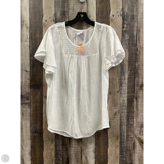 Top Short Sleeve By Liz Claiborne In White, Size: Xl