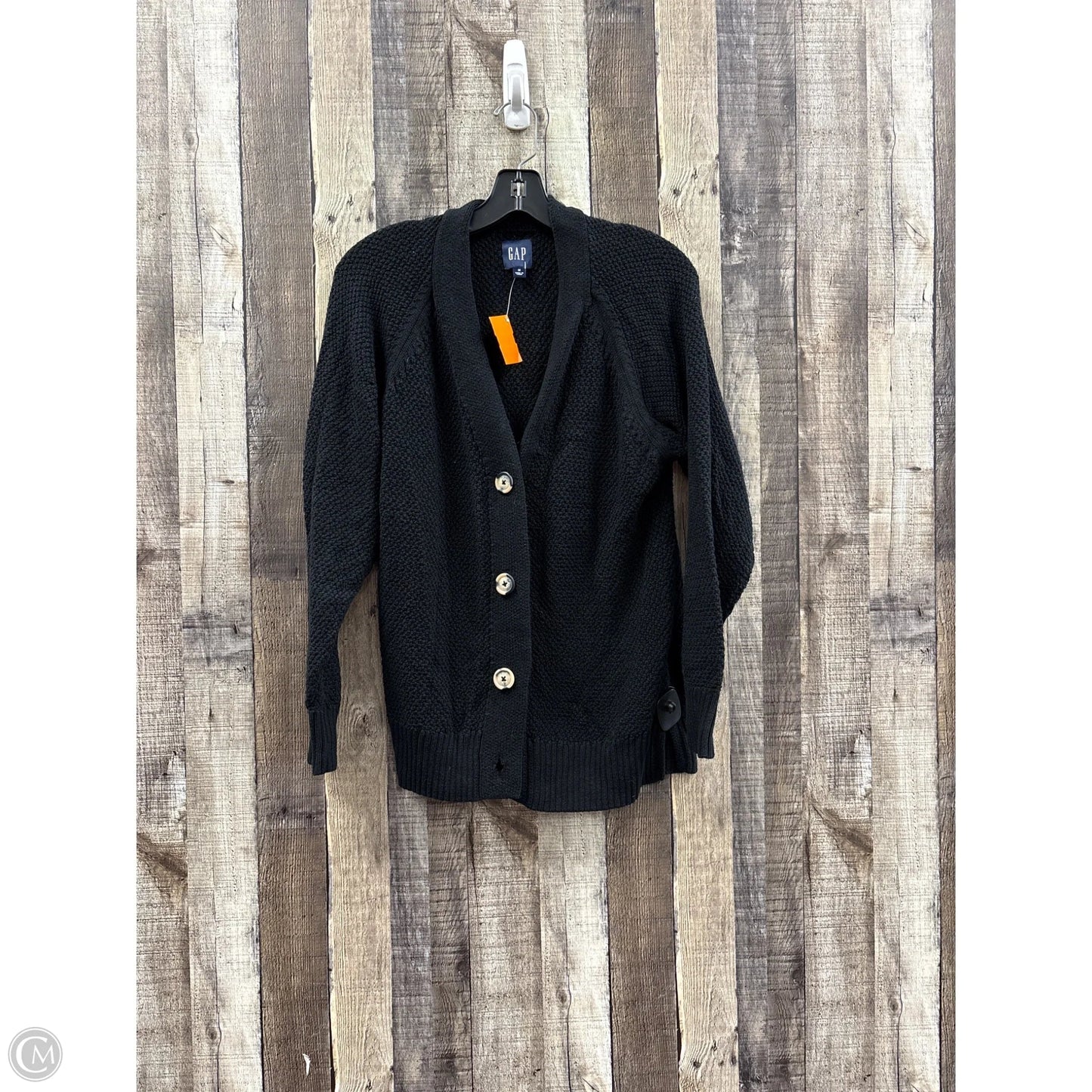 Sweater Cardigan By Gap In Black, Size: M