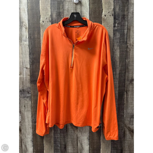 Athletic Top Long Sleeve Collar By Nike In Orange, Size: 3x