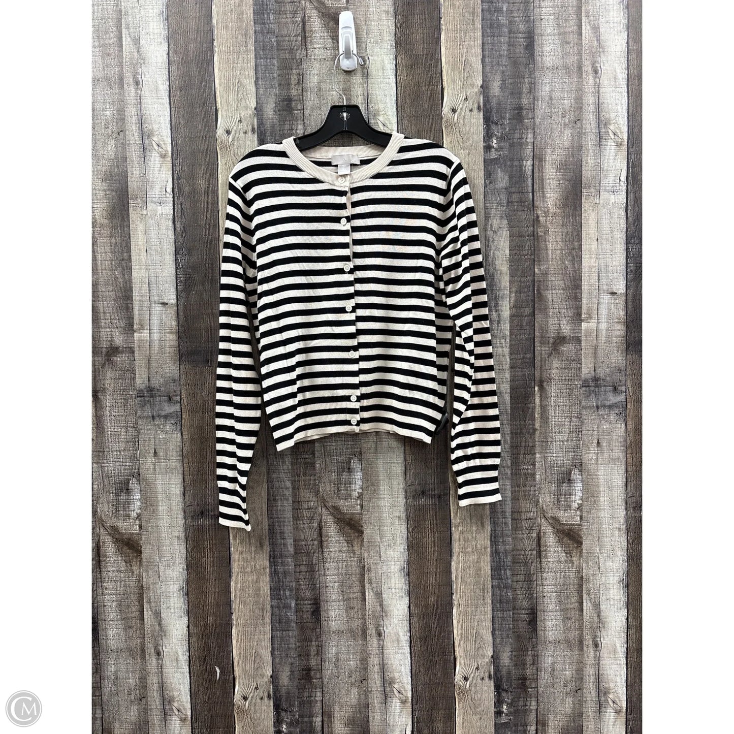 Cardigan By H&m In Black & Cream, Size: M