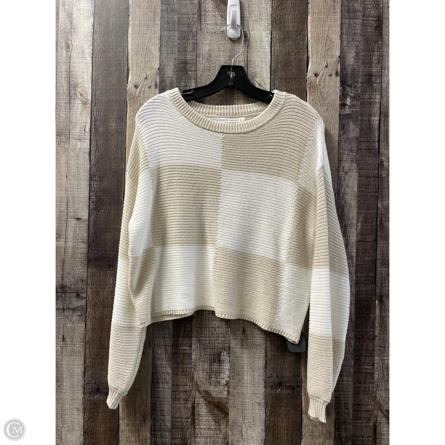 Sweater By Moon And Madison In Tan & White, Size: S