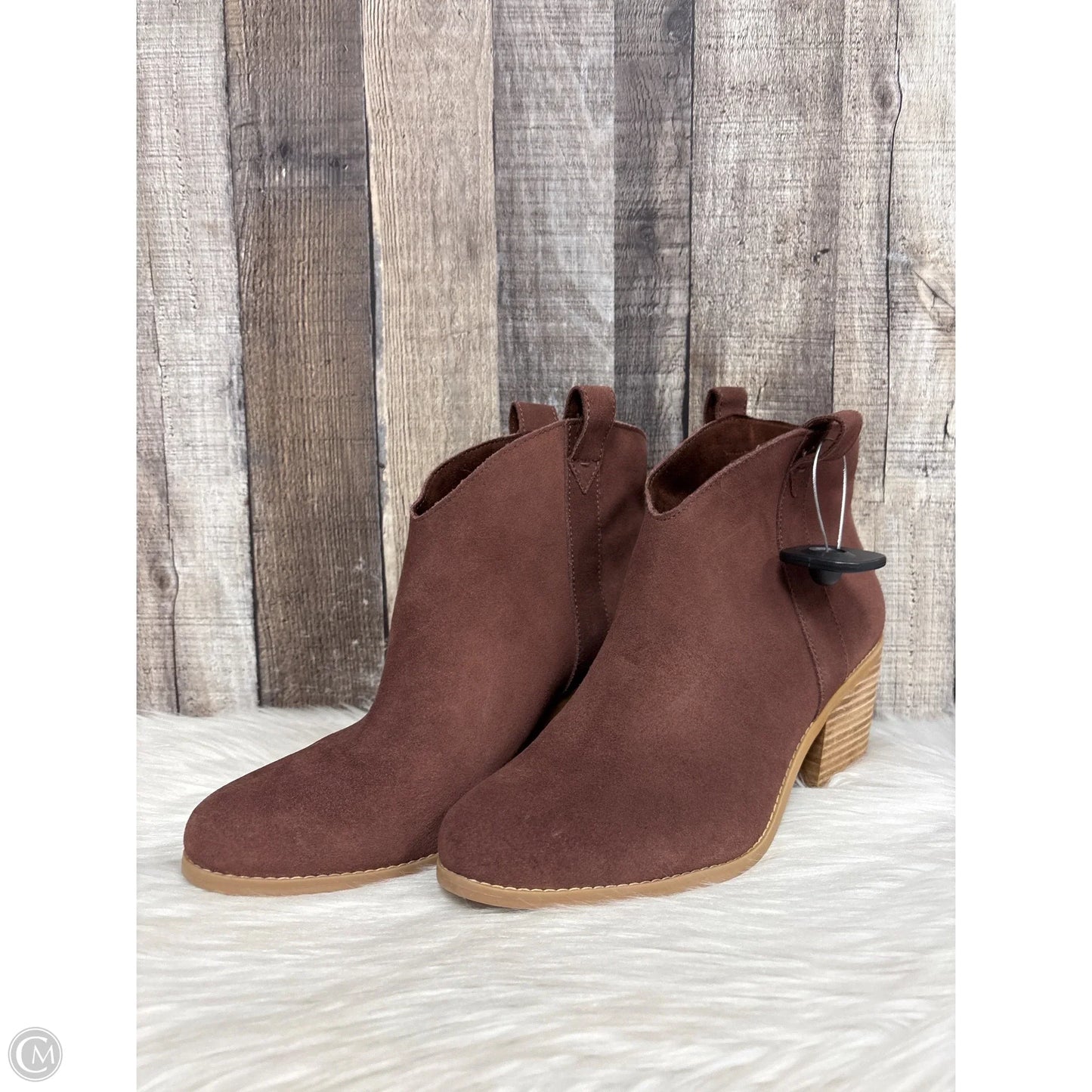 Boots Ankle Heels By Toms In Maroon, Size: 12