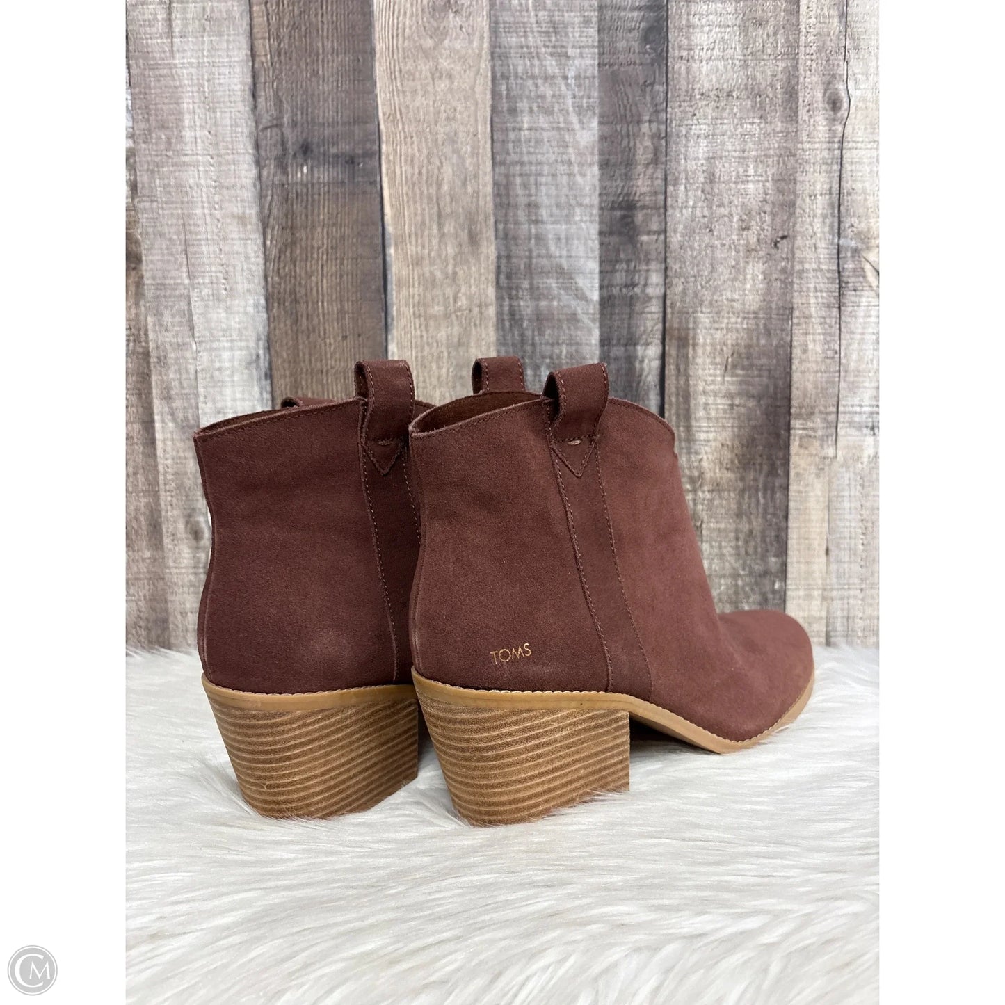 Boots Ankle Heels By Toms In Maroon, Size: 12