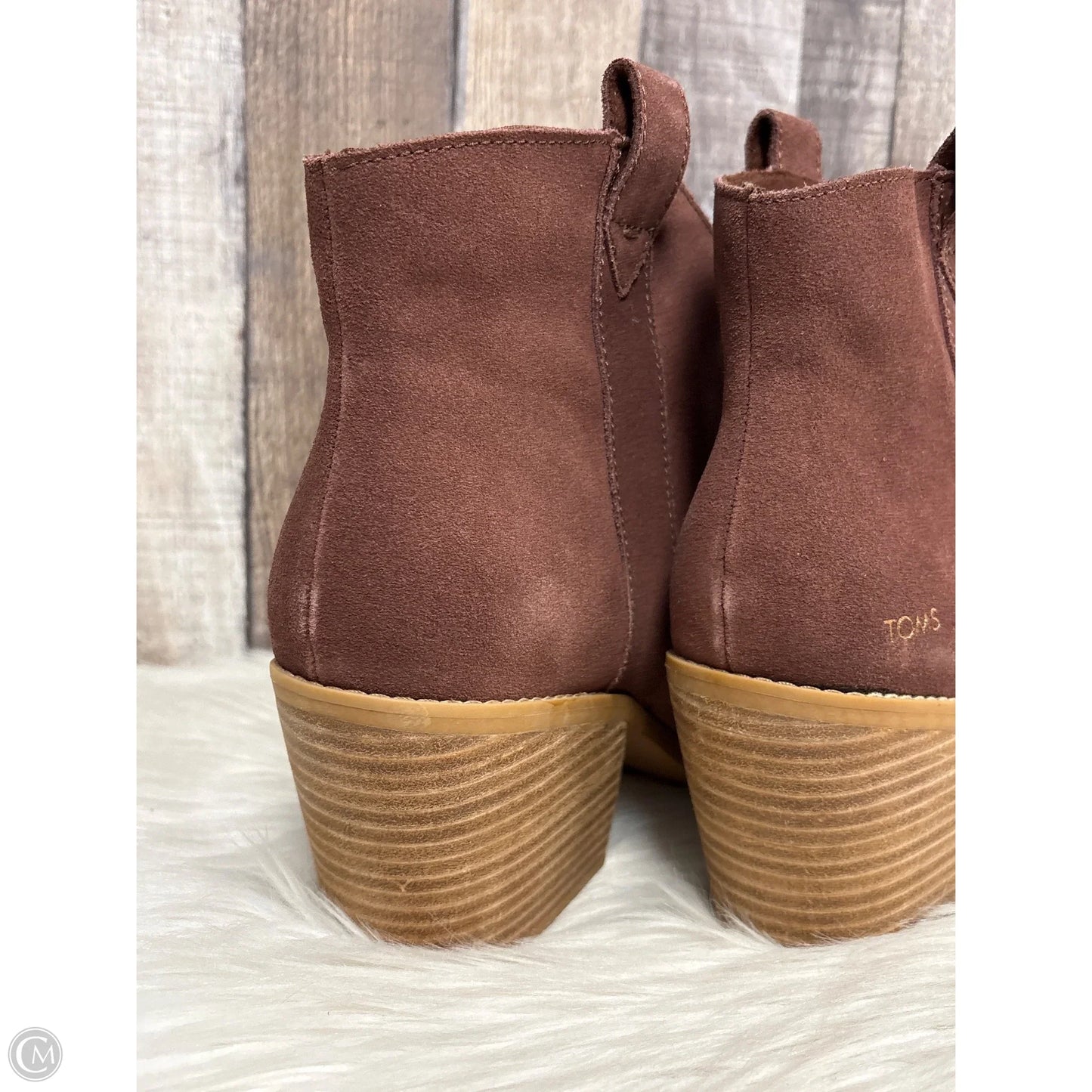 Boots Ankle Heels By Toms In Maroon, Size: 12