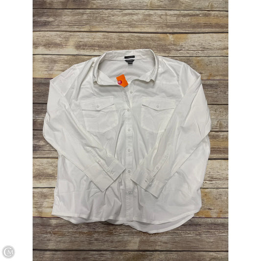 Athletic Top Long Sleeve Collar By Eddie Bauer In White, Size: Xxl