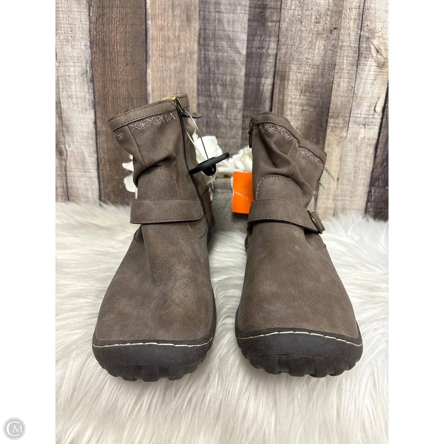 Boots Ankle Flats By Jambu In Taupe, Size: 9.5