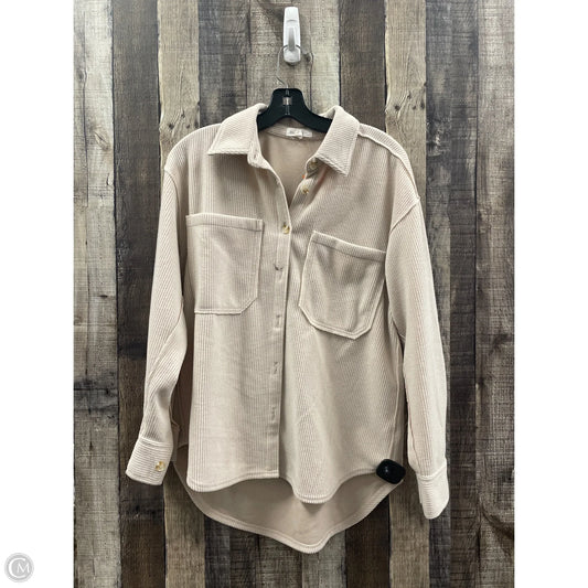 Jacket Shirt By Blu Pepper In Tan, Size: S