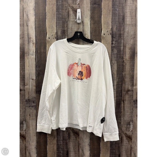 Top Long Sleeve By Life Is Good In White, Size: 3x