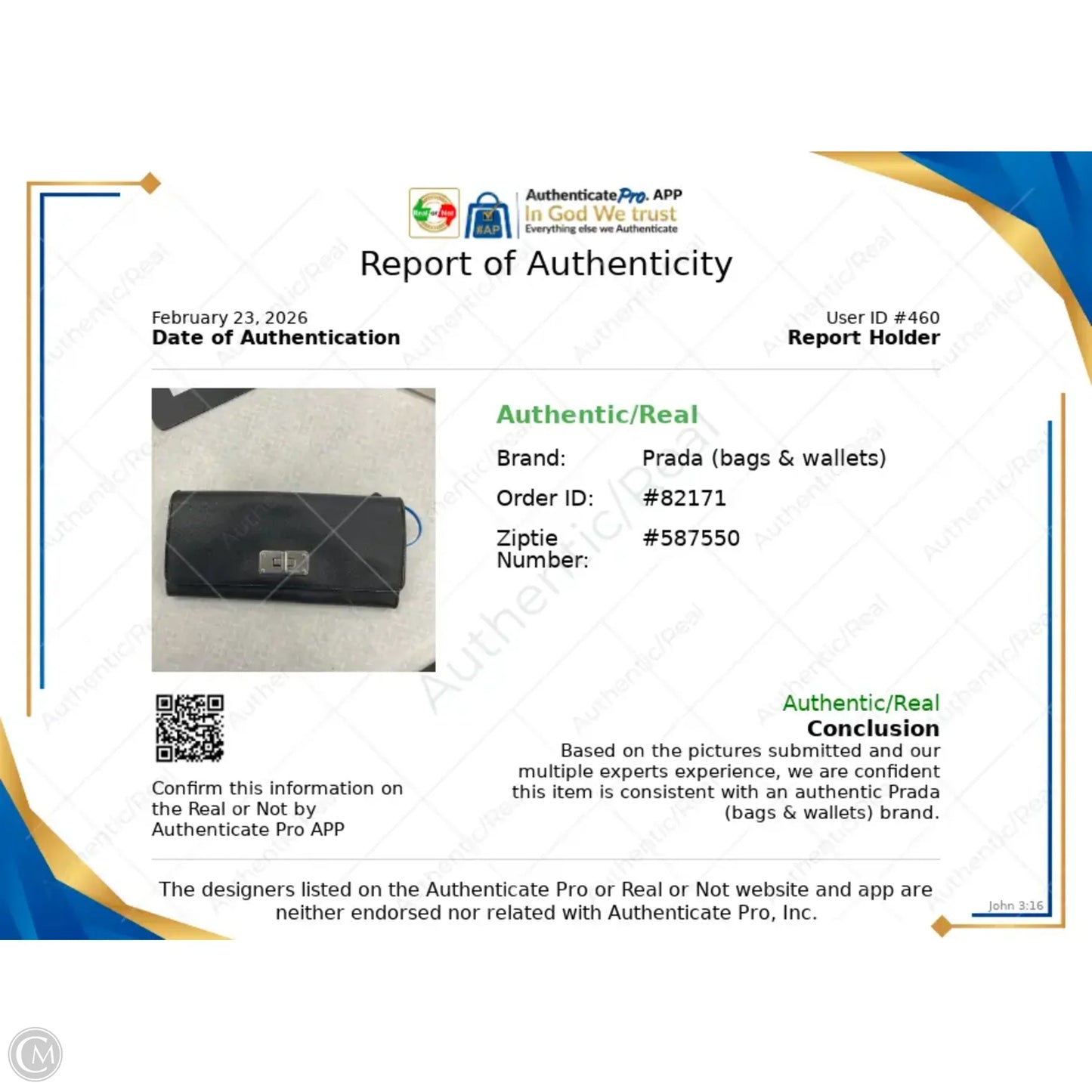 Wallet Luxury Designer By Prada, Size: Medium