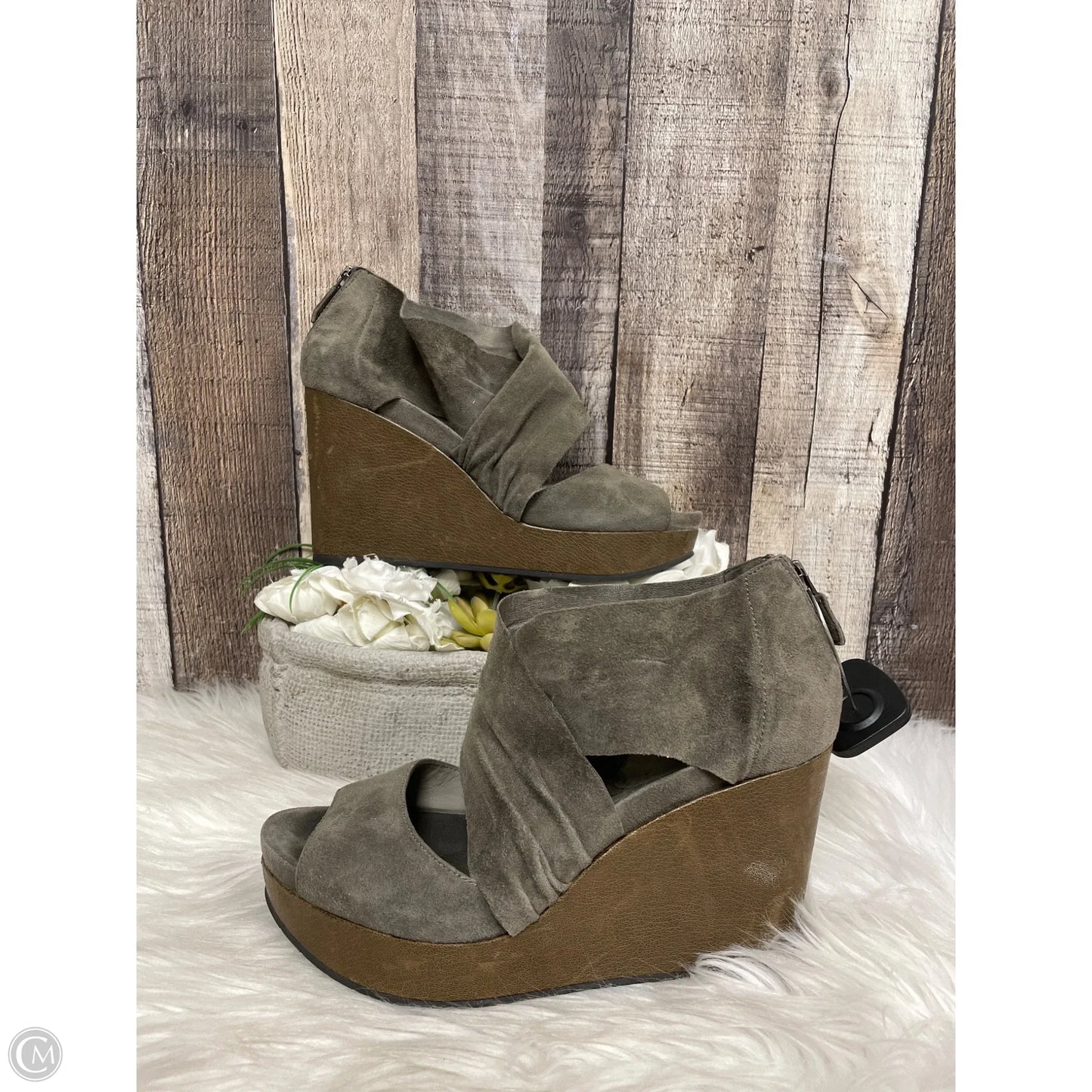Sandals Heels Platform By Eileen Fisher In Green, Size: 7