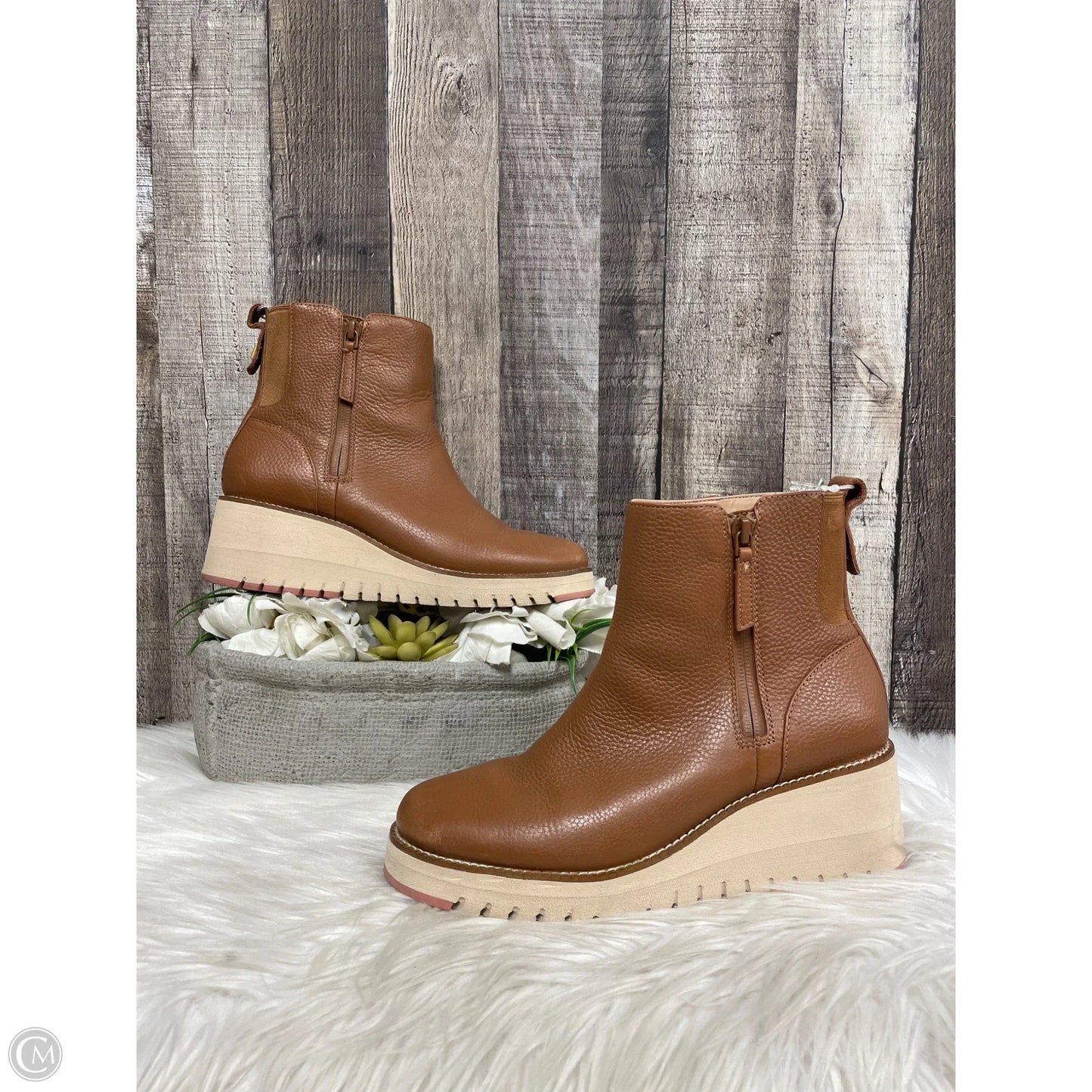 Boots Ankle Heels By Cole-haan In Brown, Size: 7