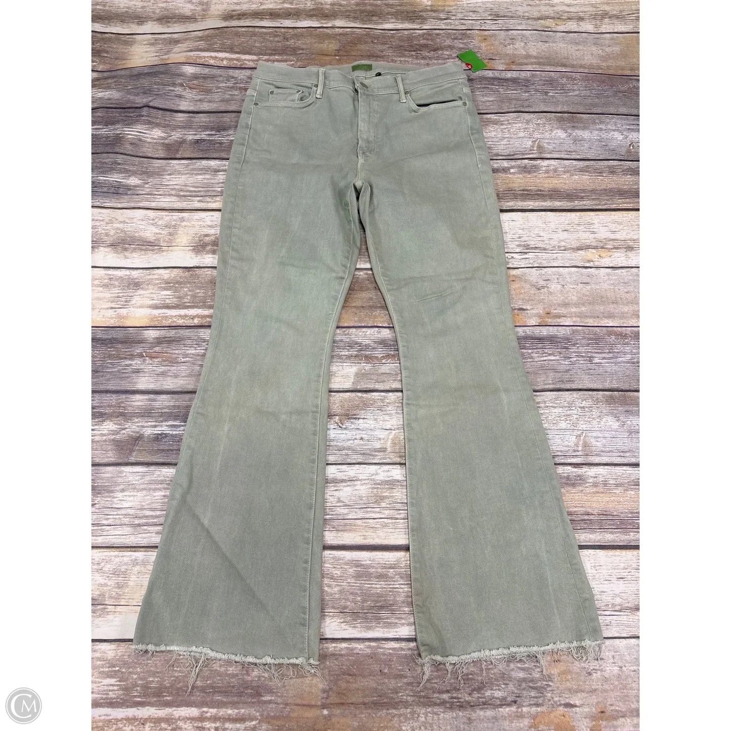 Jeans Flared By Mother In Green Denim, Size: 16
