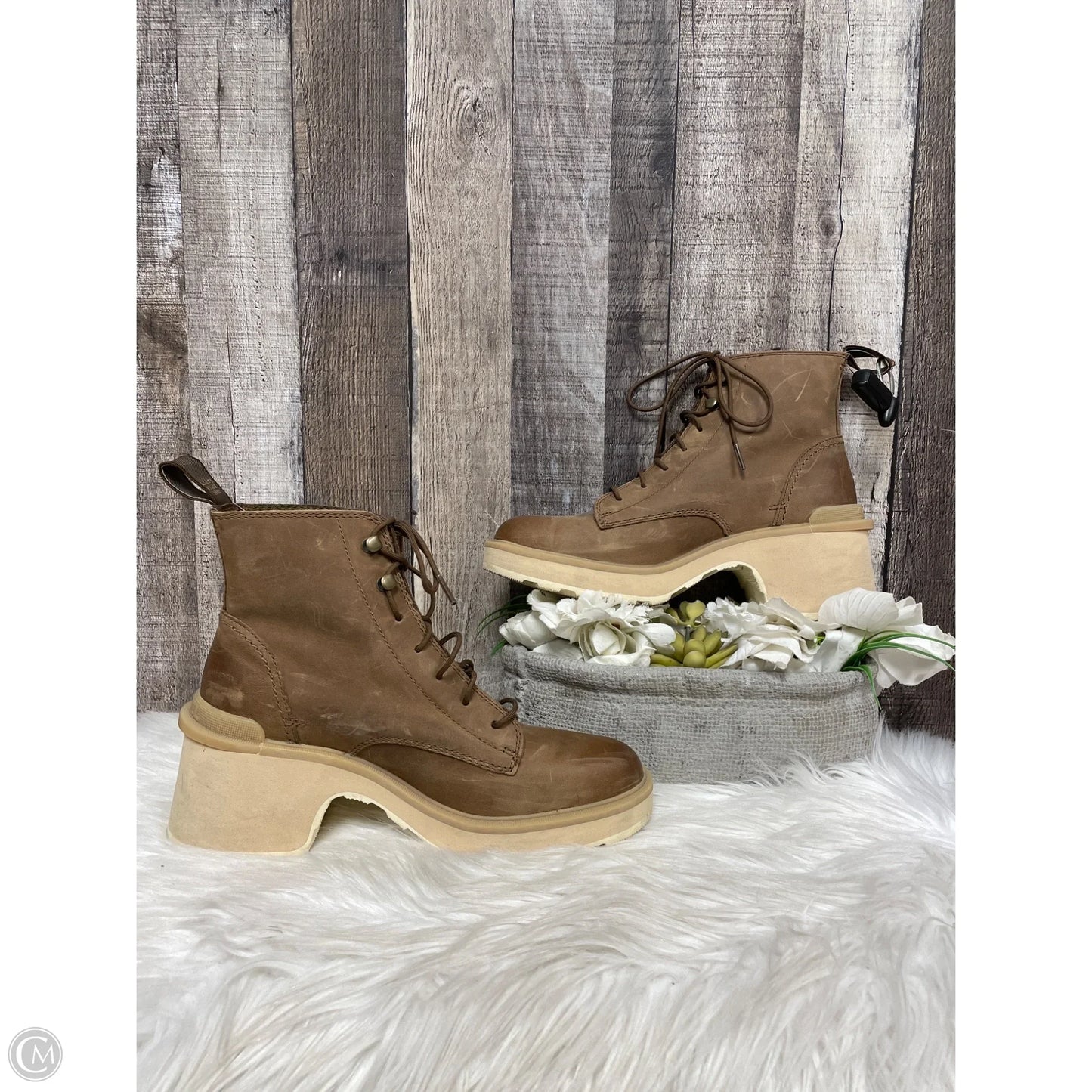 Boots Ankle Heels By Sorel In Brown, Size: 8