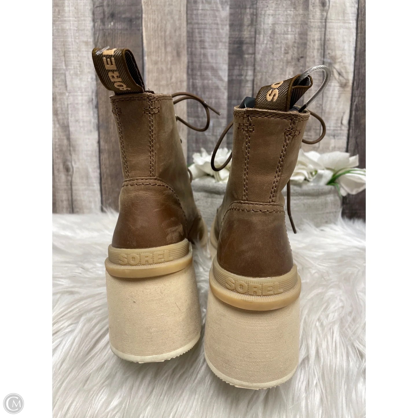 Boots Ankle Heels By Sorel In Brown, Size: 8