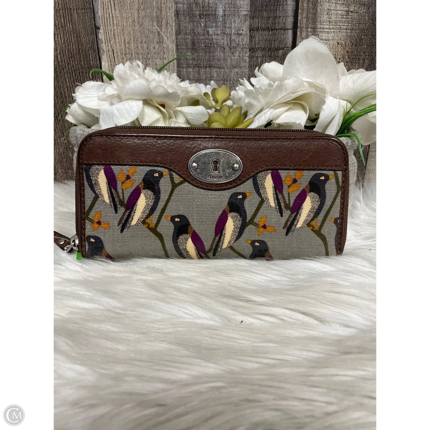 Wallet Leather By Fossil, Size: Medium