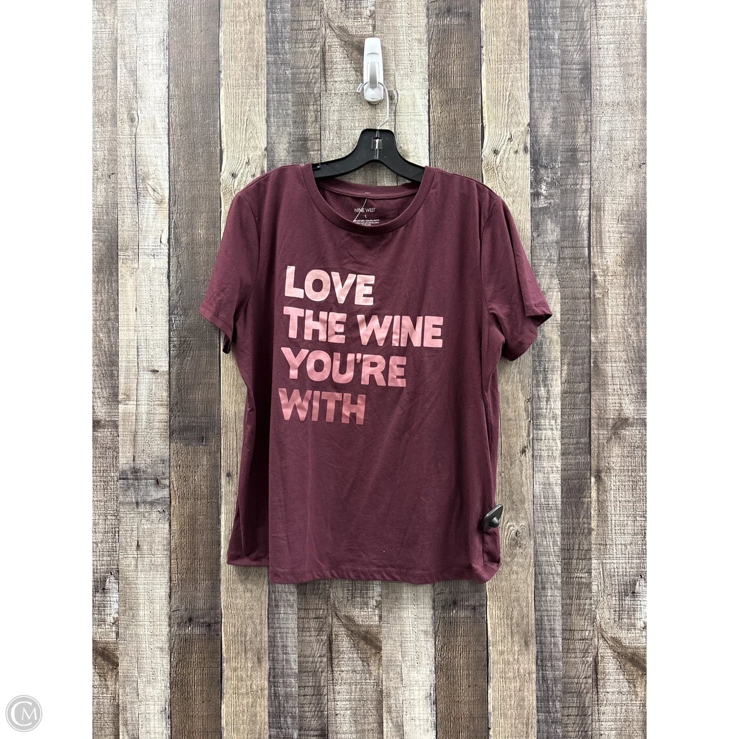 Top Short Sleeve Basic By Nine West In Maroon, Size: L