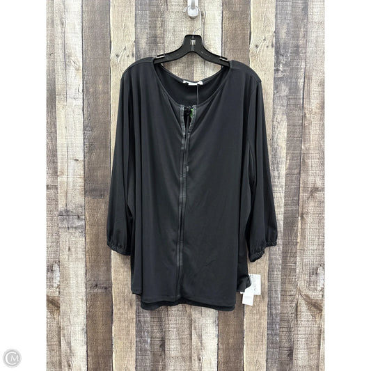 Top Long Sleeve By Liz Claiborne In Black, Size: 3x