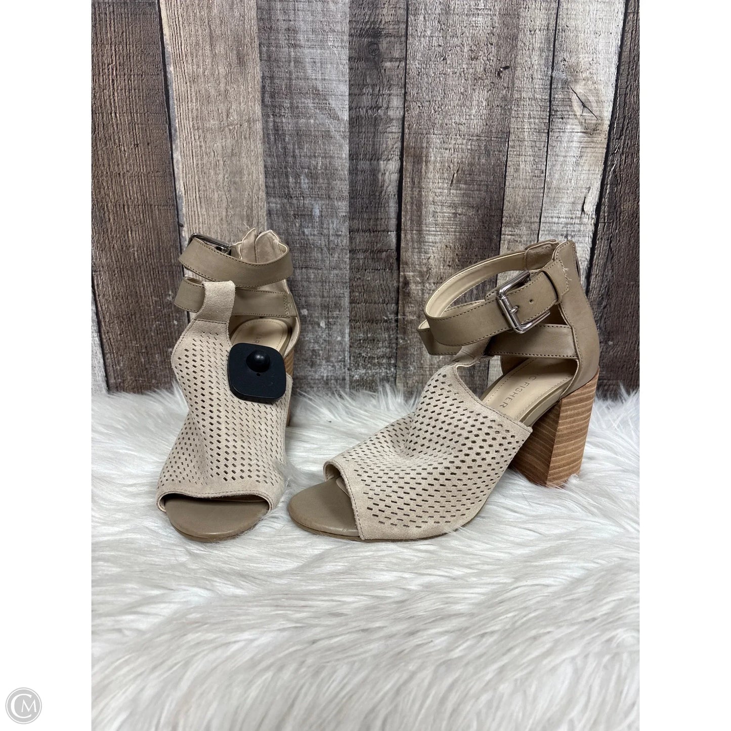 Sandals Heels Block By Marc Fisher In Taupe, Size: 7.5
