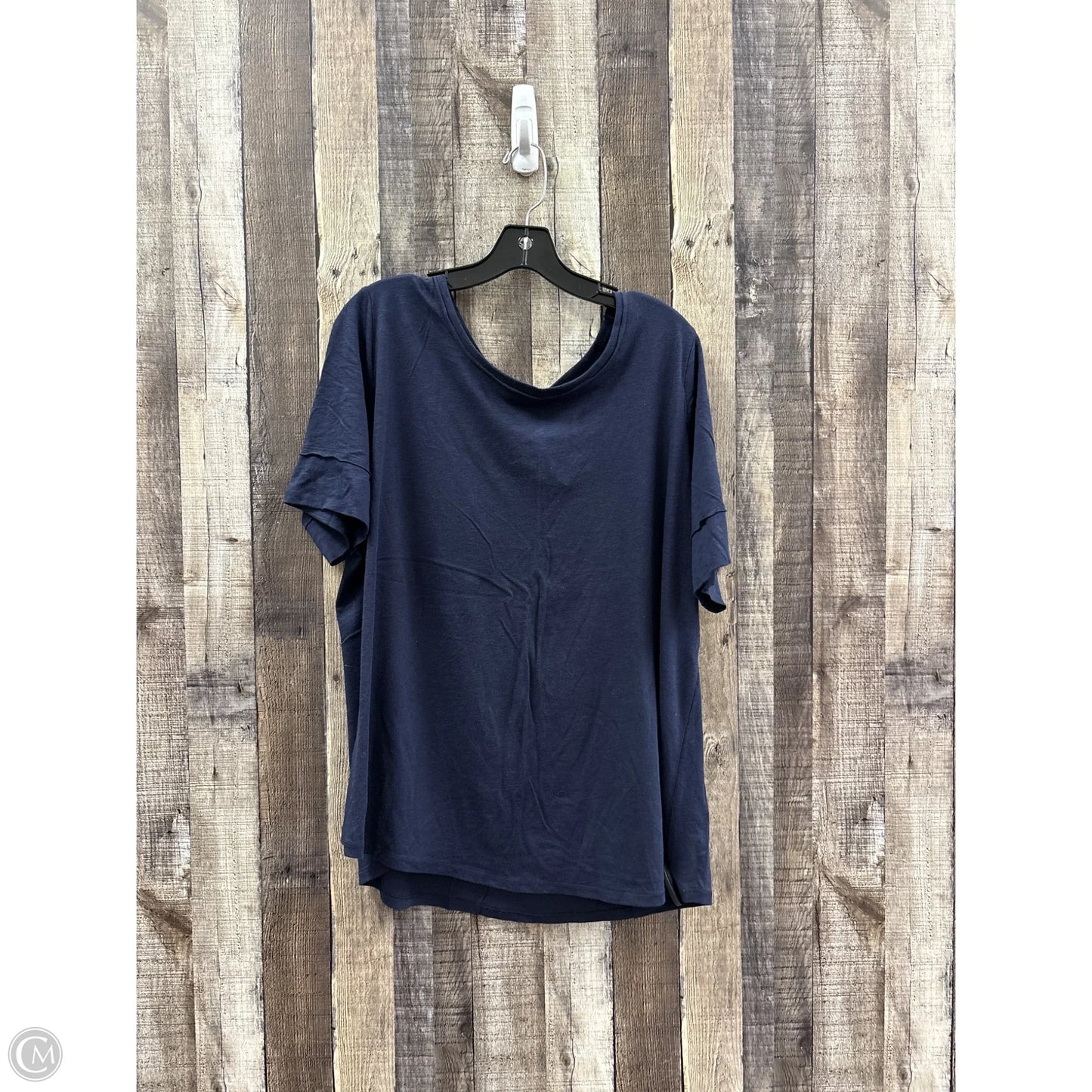 Top Short Sleeve By Cato In Navy, Size: 1x
