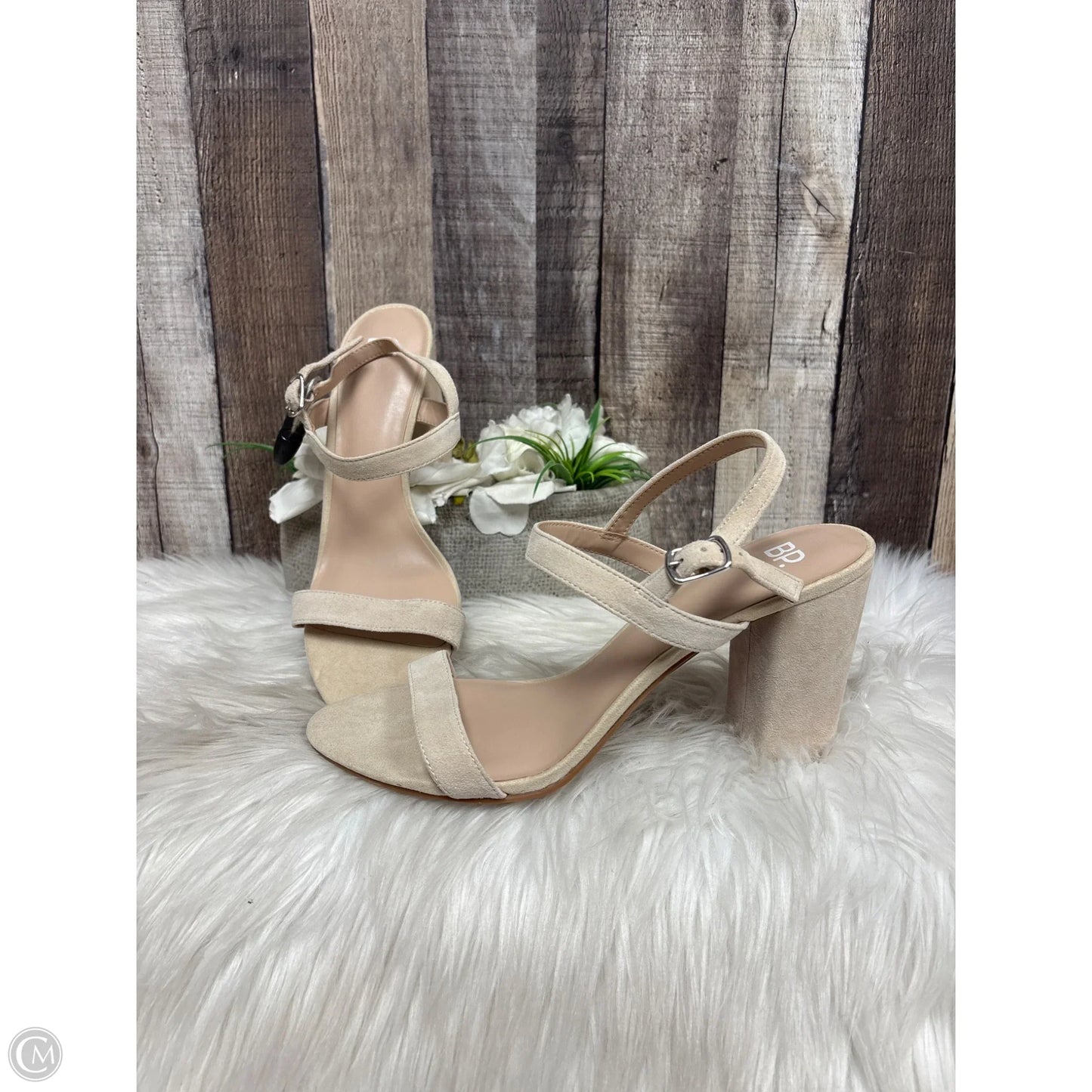 Sandals Heels Block By Bp In Beige, Size: 10