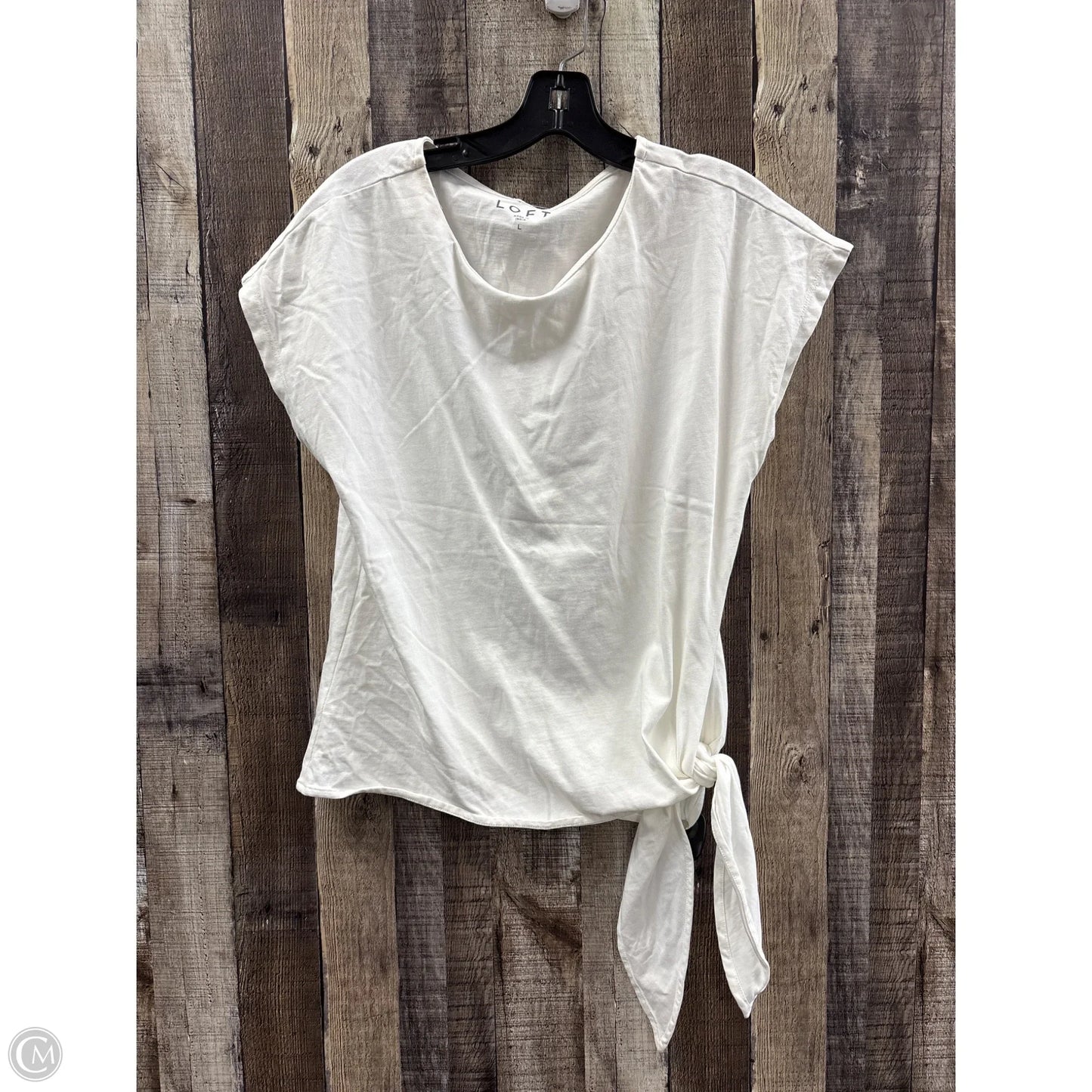 Top Short Sleeve By Loft In White, Size: L