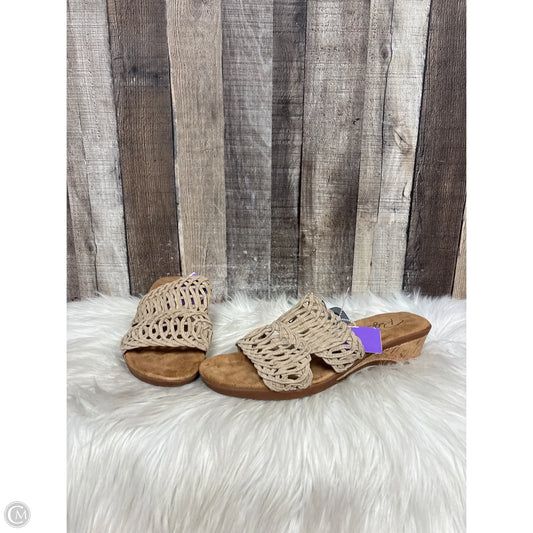 Sandals Heels Wedge By Cme In Tan, Size: 10