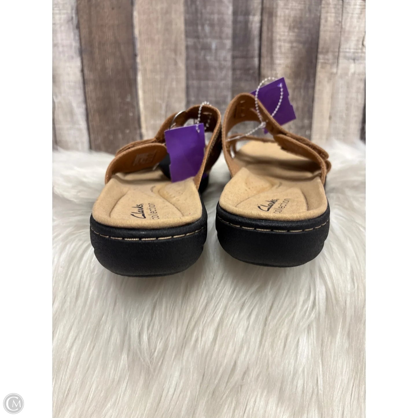 Sandals Heels Wedge By Clarks In Tan, Size: 10