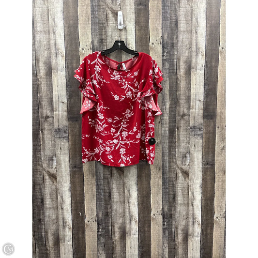 Top Short Sleeve By Cme In Red & White, Size: L