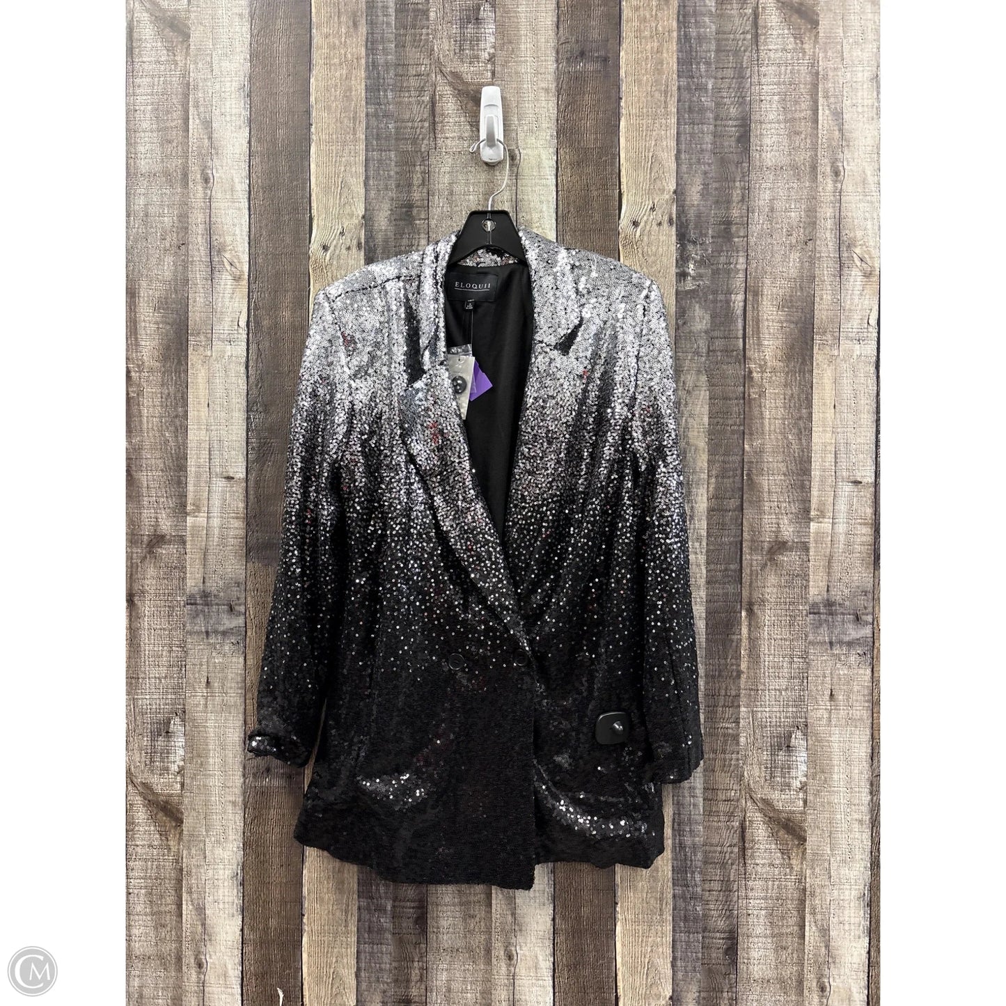 Blazer By Eloquii In Black & Silver, Size: 16