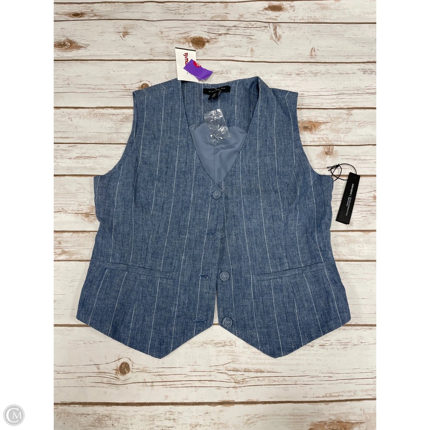 Vest Other By Tahari In Blue Denim, Size: M