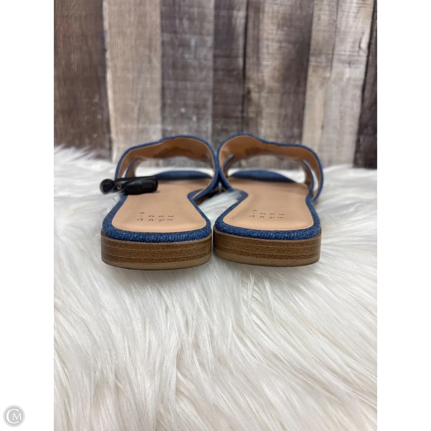Sandals Flats By A New Day In Blue Denim, Size: 8