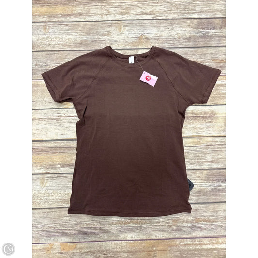 Athletic Top Short Sleeve By Yogalicious In Brown, Size: S