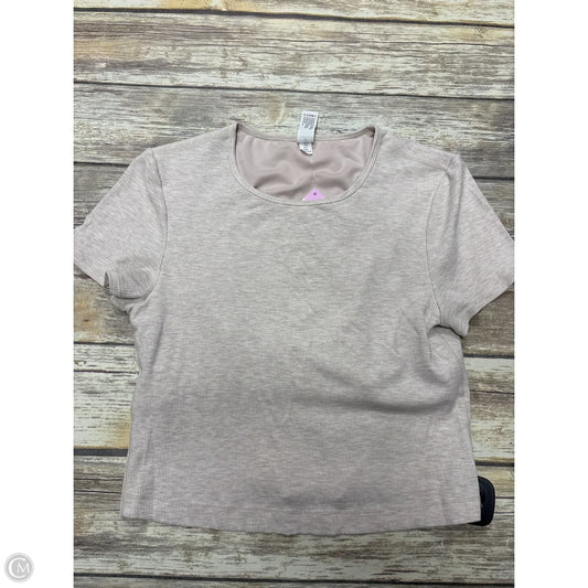 Athletic Top Short Sleeve By Yogalicious In Beige, Size: L