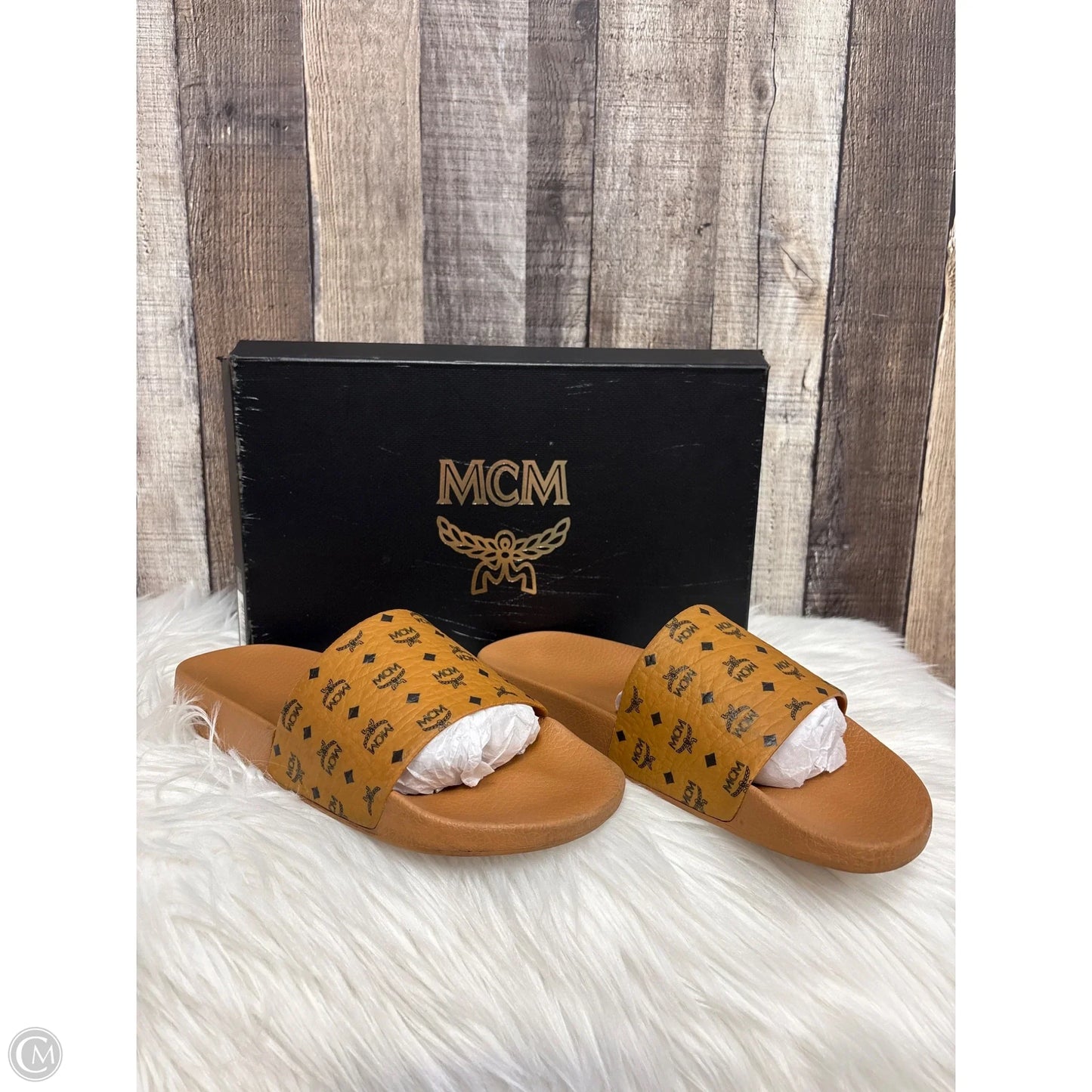 Sandals Luxury Designer By Mcm In Brown, Size: 10