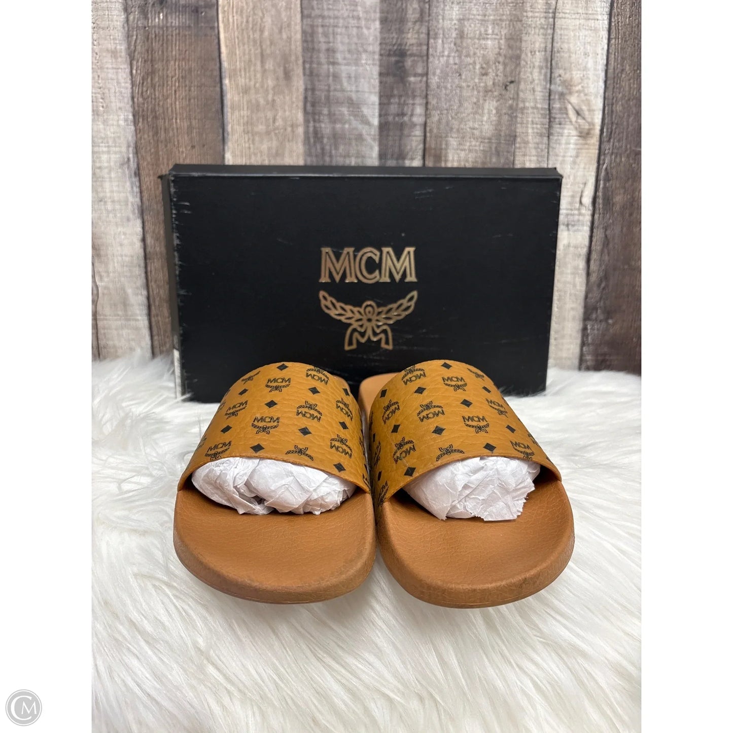 Sandals Luxury Designer By Mcm In Brown, Size: 10