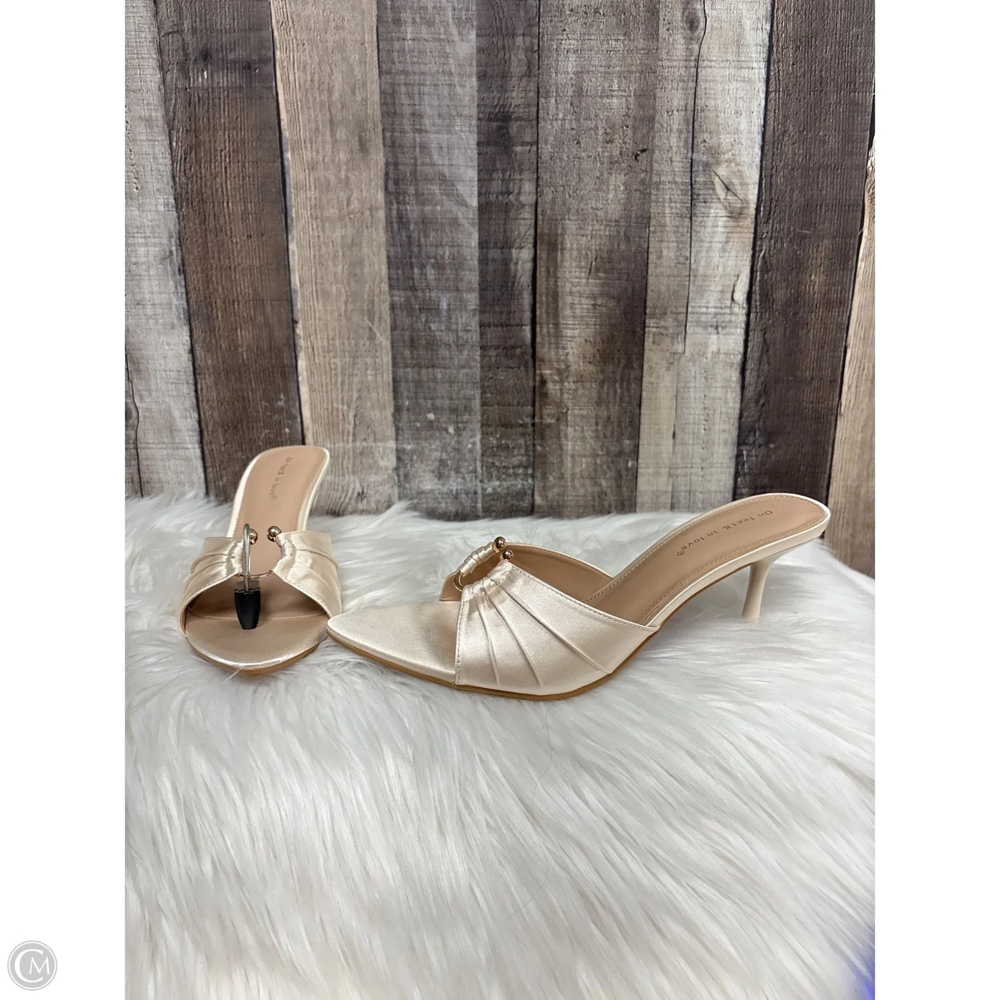 Sandals Heels Stiletto By Cme In Cream, Size: 10