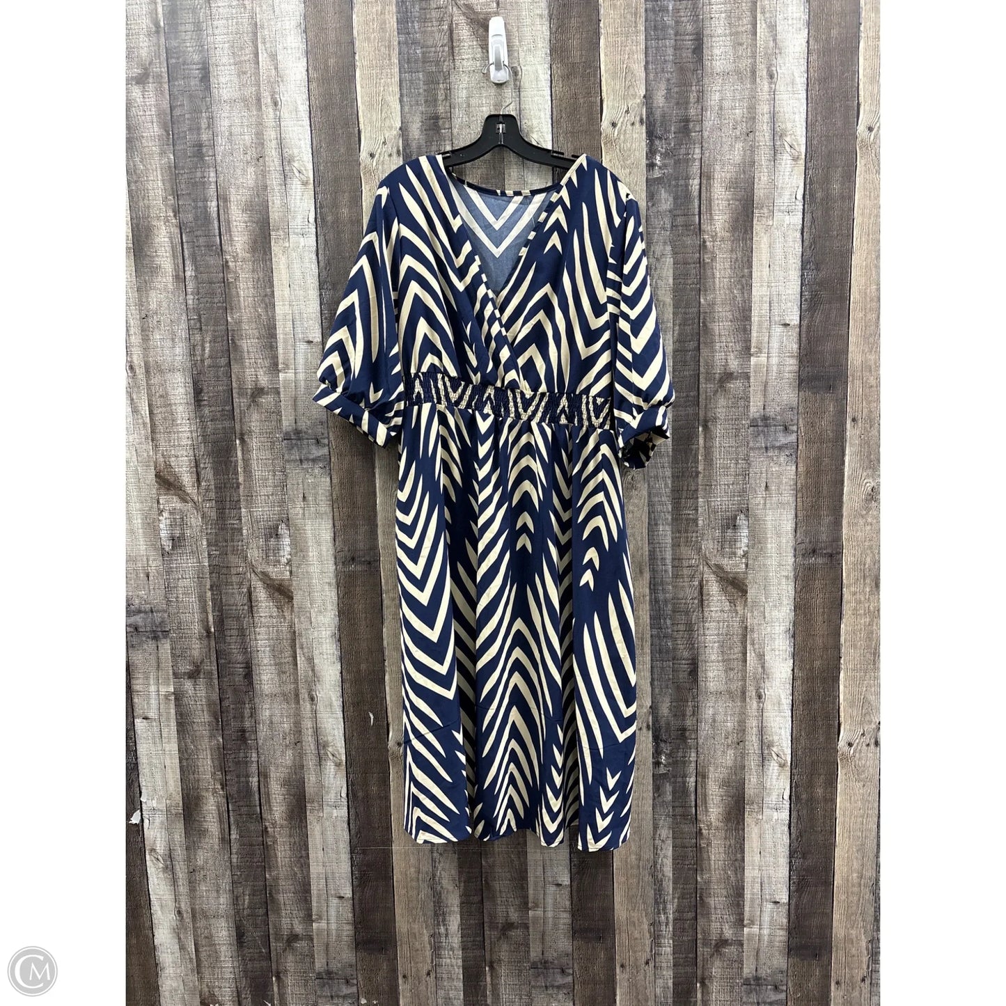 Dress Casual Maxi By Cmf In Blue & Cream, Size: 2x