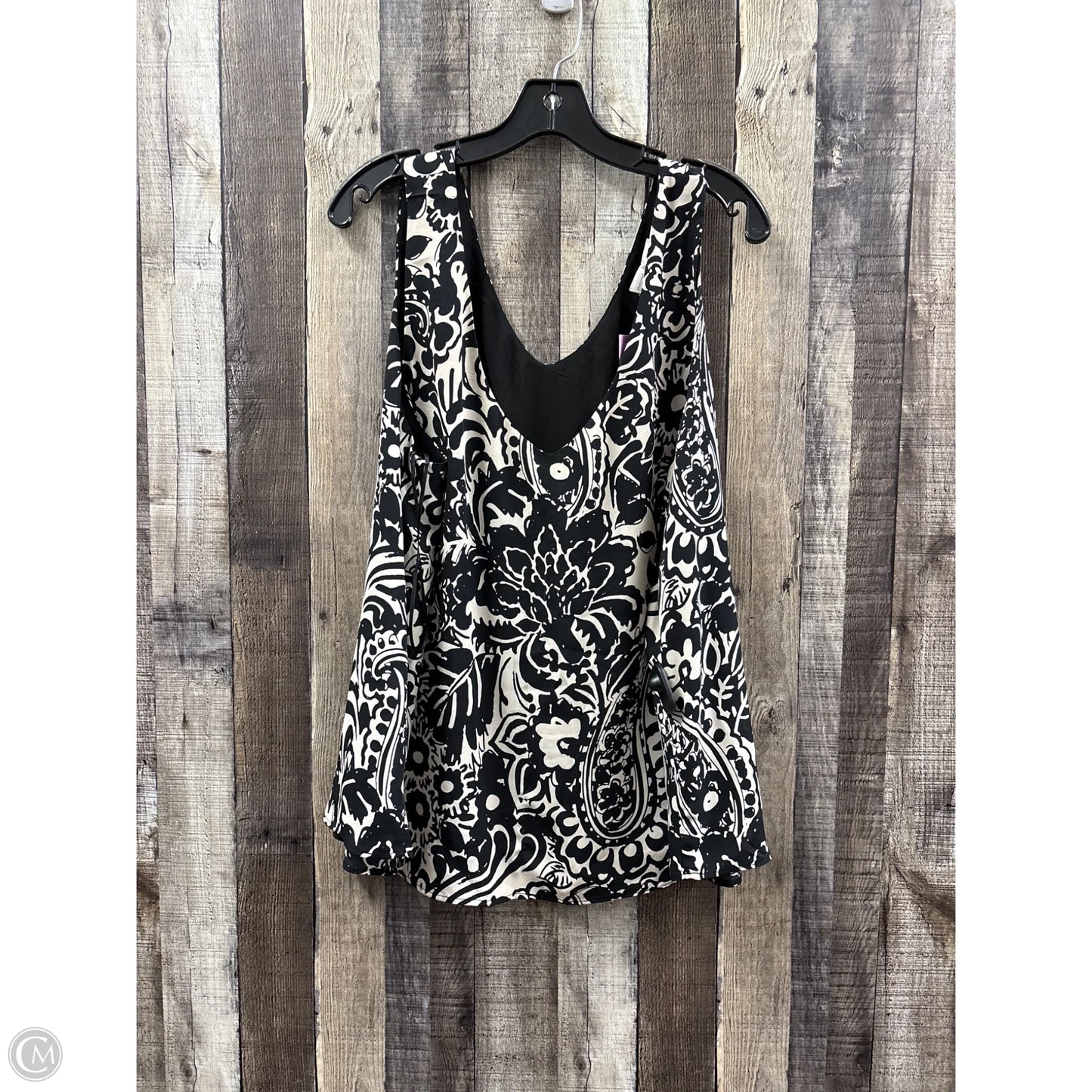 Top Sleeveless By Nine Britton In Black & Cream, Size: 1x