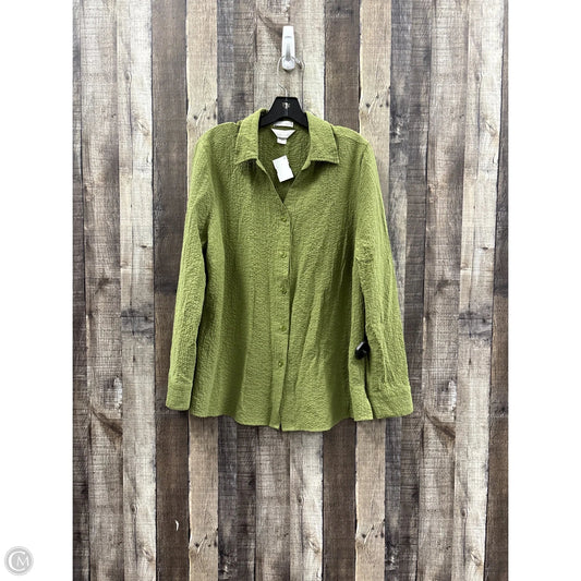 Top Long Sleeve By Cj Banks In Green, Size: 1x
