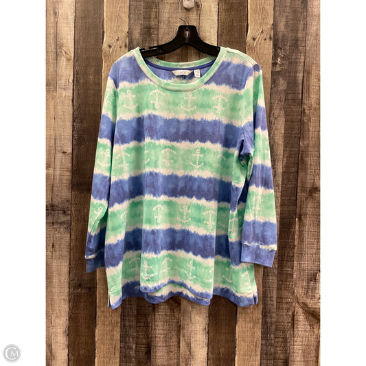 Top Long Sleeve By D&co. In Tie Dye Print, Size: 1x