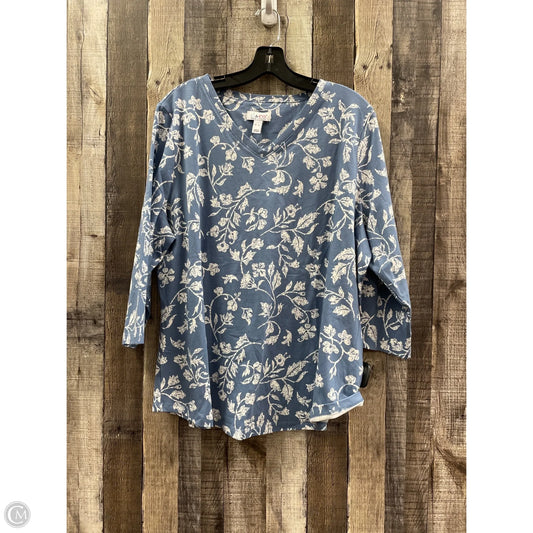 Top Long Sleeve By Peace Love World In Blue & White, Size: 2x