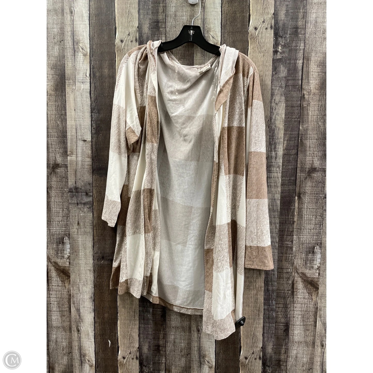 Cardigan By Tru Self In Brown & Cream, Size: 3x