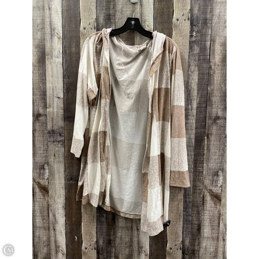 Cardigan By Tru Self In Brown & Cream, Size: 3x