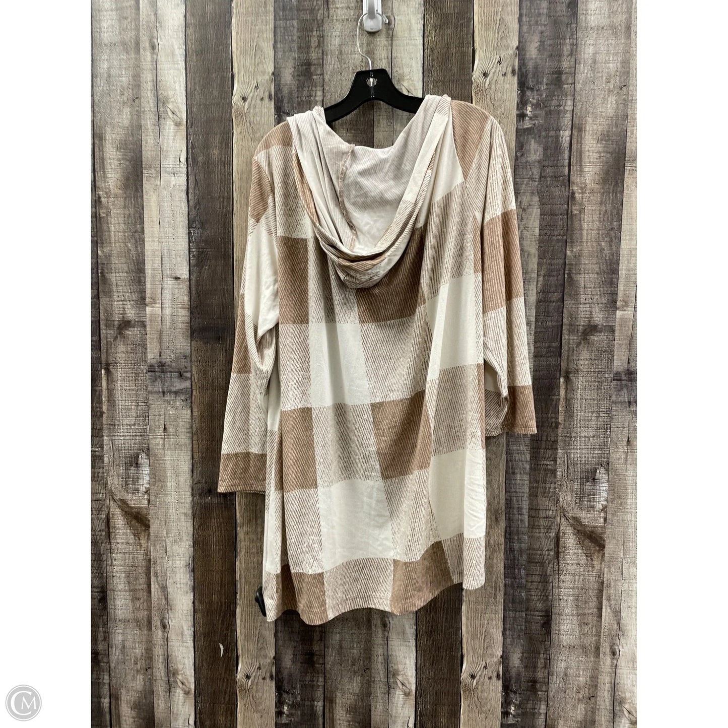 Cardigan By Tru Self In Brown & Cream, Size: 3x