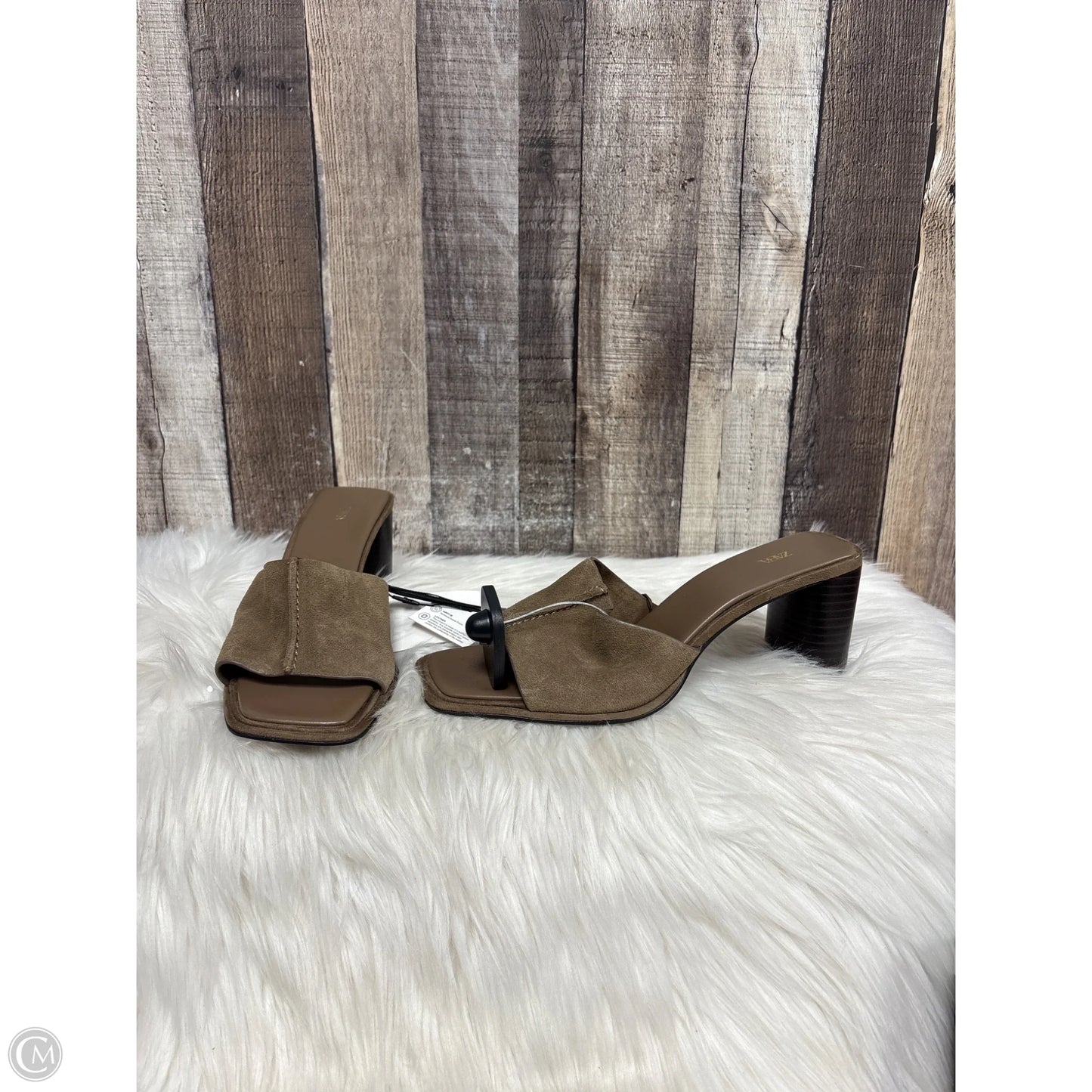 Sandals Heels Block By Zara In Taupe, Size: 7.5