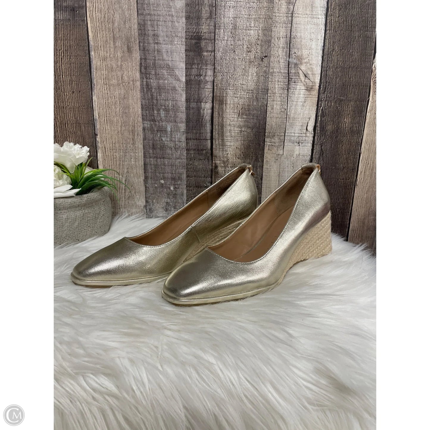 Shoes Heels Wedge By Aerosoles In Gold, Size: 8.5