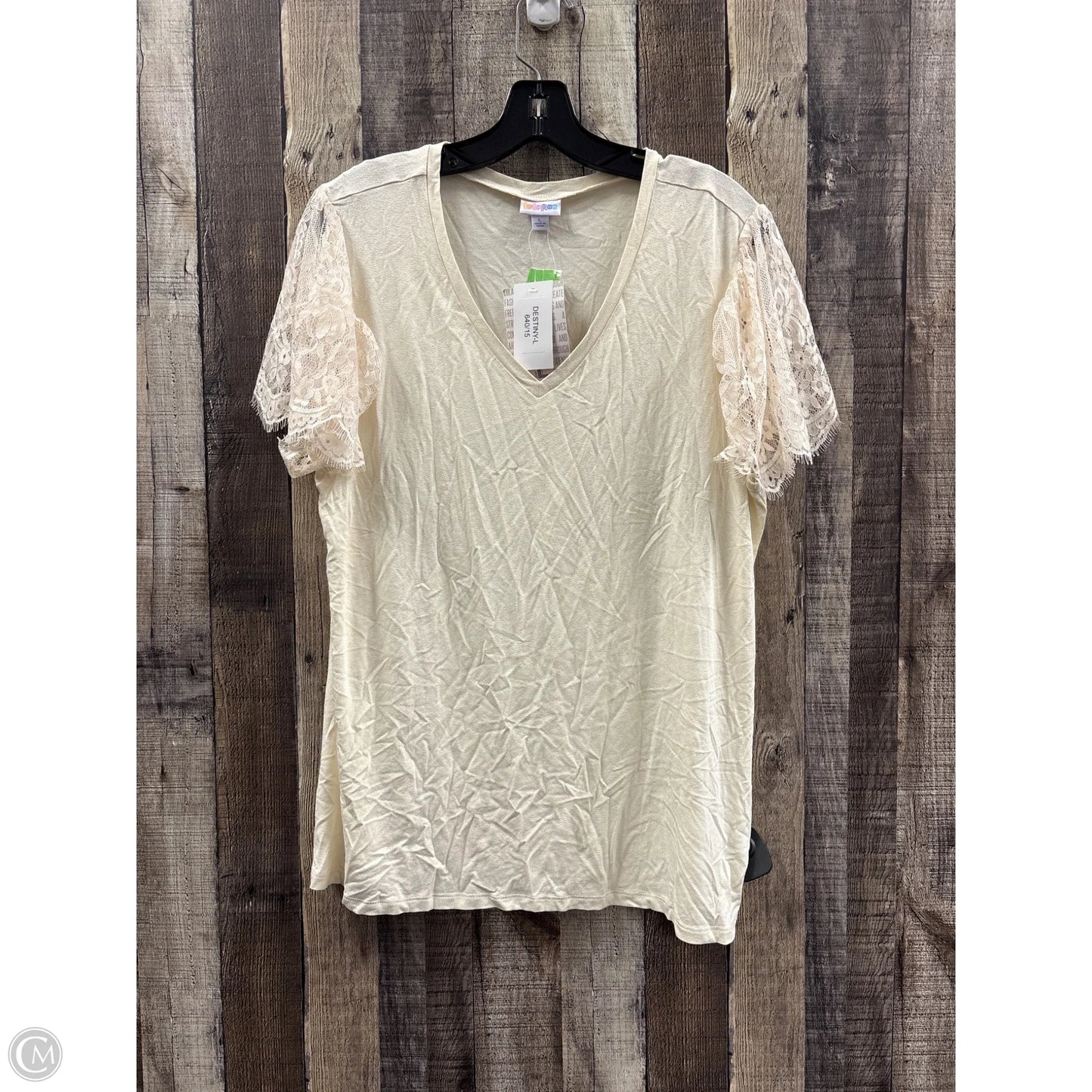 Top Short Sleeve By Lularoe In Ivory, Size: L