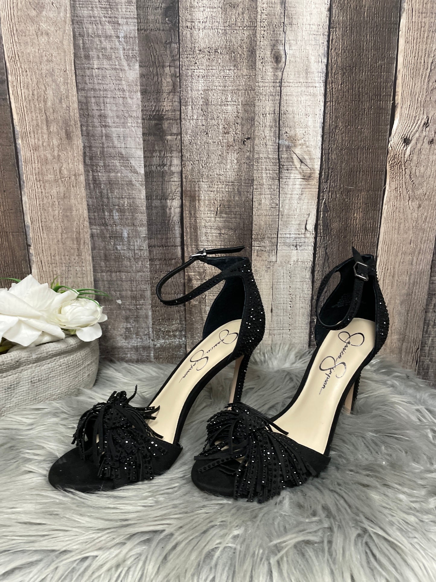 Black Sandals Heels Stiletto Jessica Simpson, Size 8.5