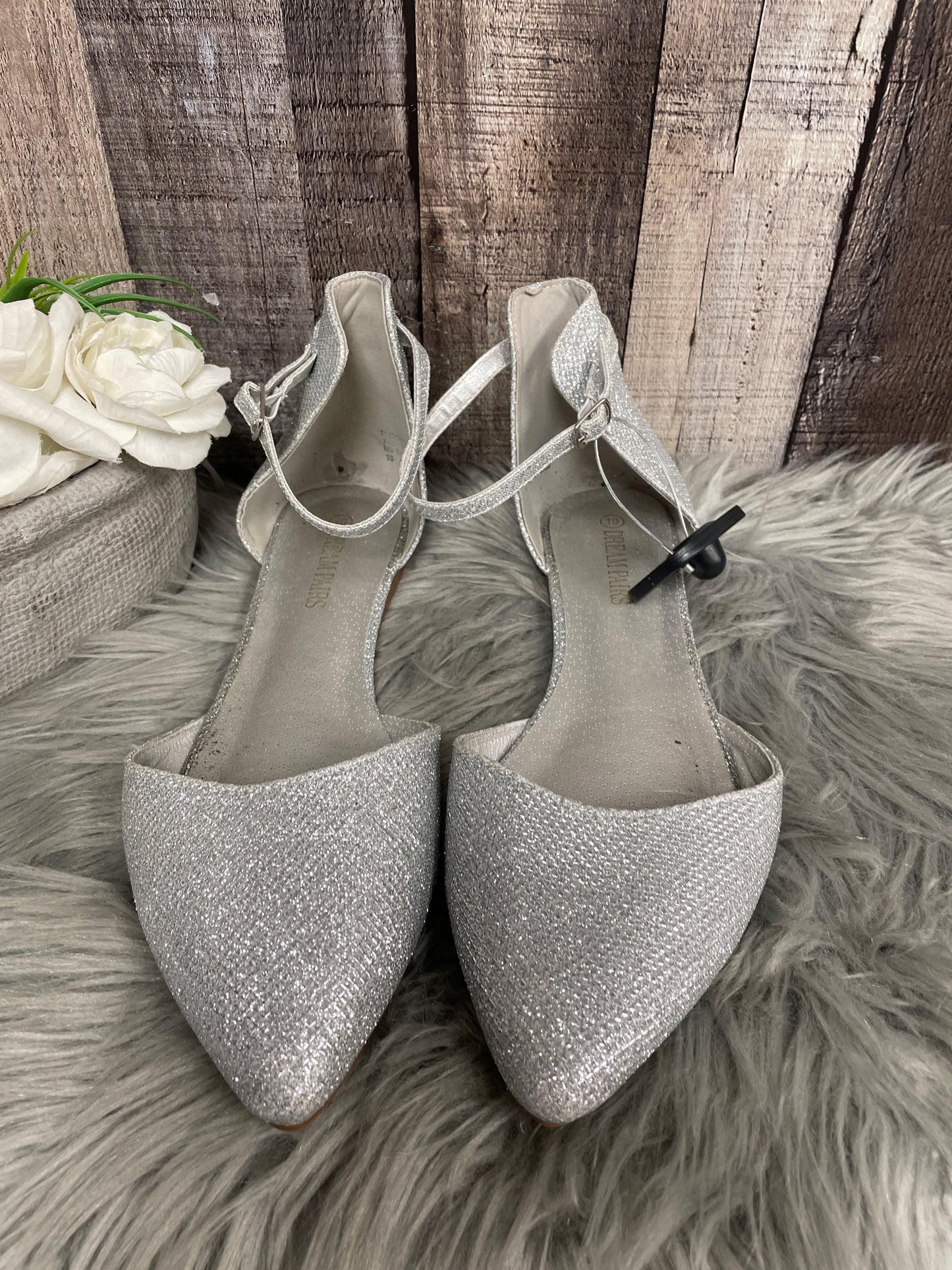 Silver Shoes Flats Cme, Size 10