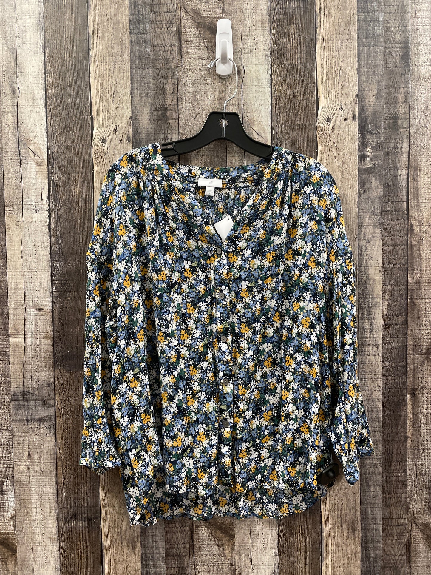 Top Long Sleeve By J. Jill In Floral Print, Size: L